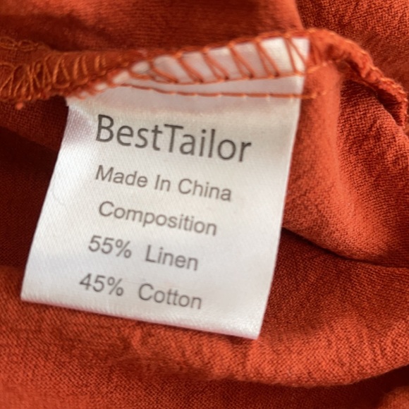 Etsy Rust Peasant Cotton Linen Maxi Dress - Picture 3 of 4